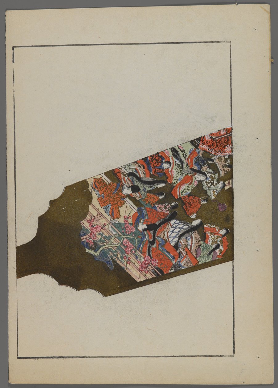 Japońskie zabawki z Unai no tomo (Przyjaciół dzieci) Shimizu Seifu, 1891-1923. Hanetsuki wiosło ze sceną ogrodową. autorstwa Shimizu Seifu