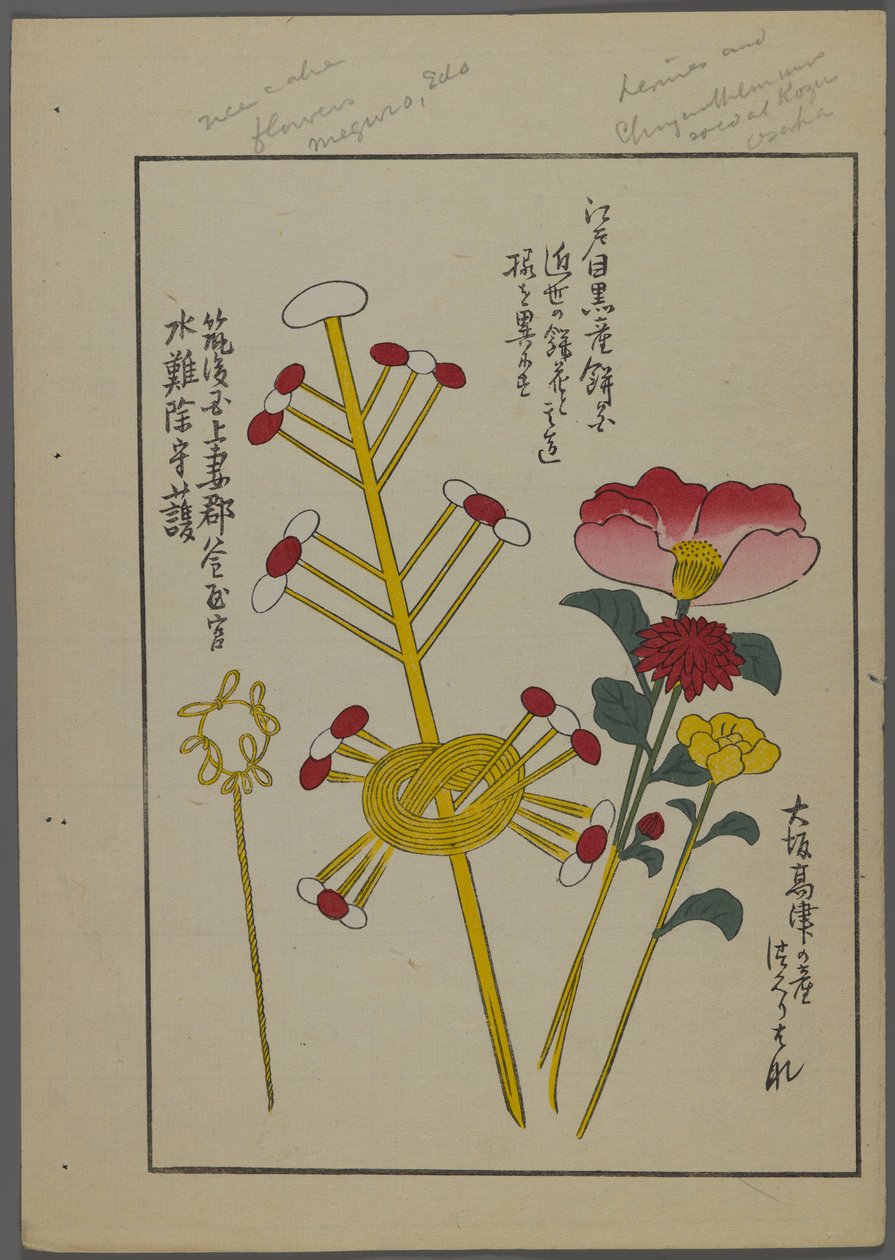 Japońskie zabawki z Unai no tomo (Przyjaciół dzieci) Shimizu Seifu, 1891-1923. Kwiaty, sęki. autorstwa Shimizu Seifu