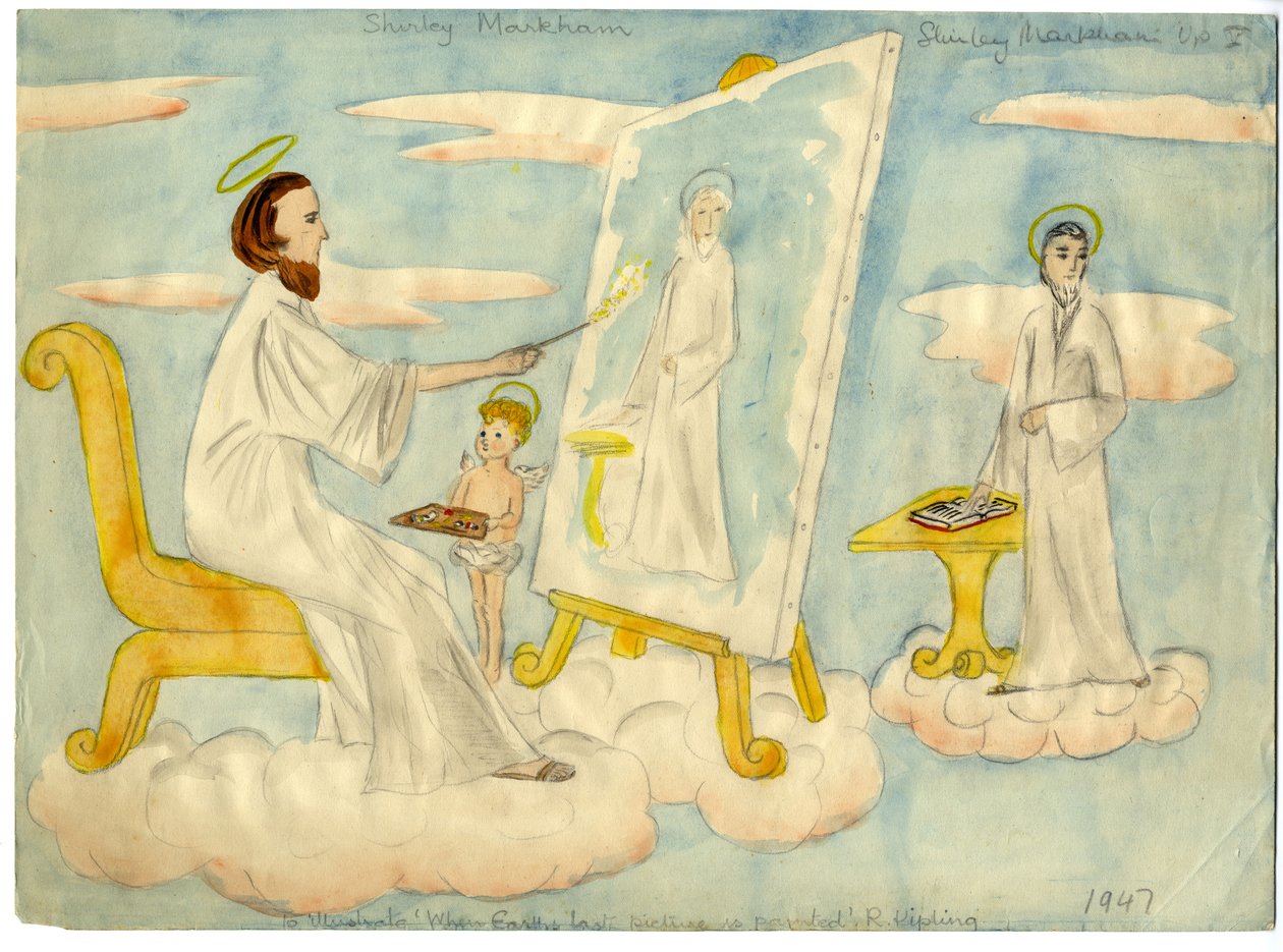 Anioł malujący obraz, 1947. autorstwa Shirley Markham