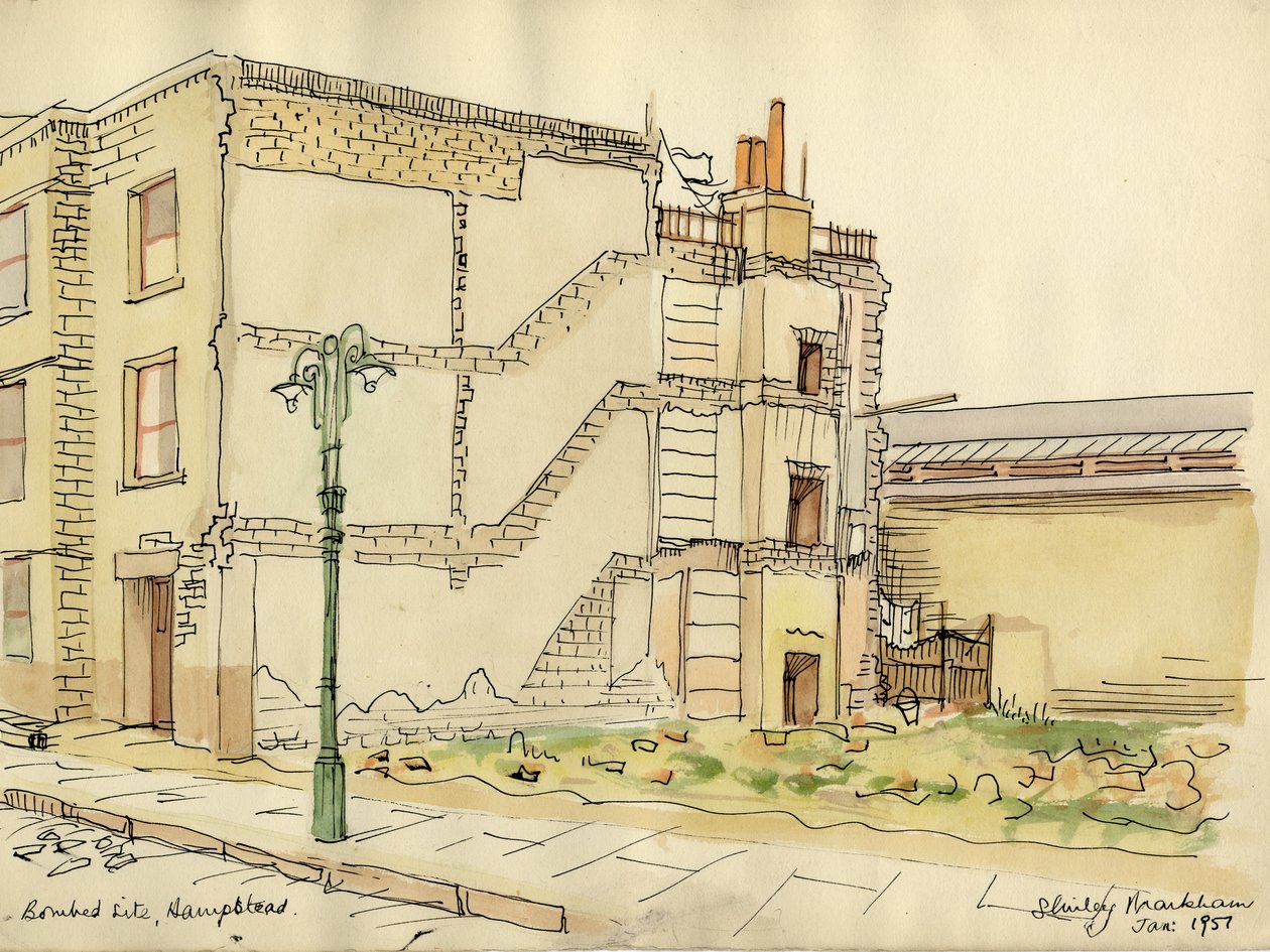 „Miejsce zbombardowania, Hampstead”, 1951. autorstwa Shirley Markham