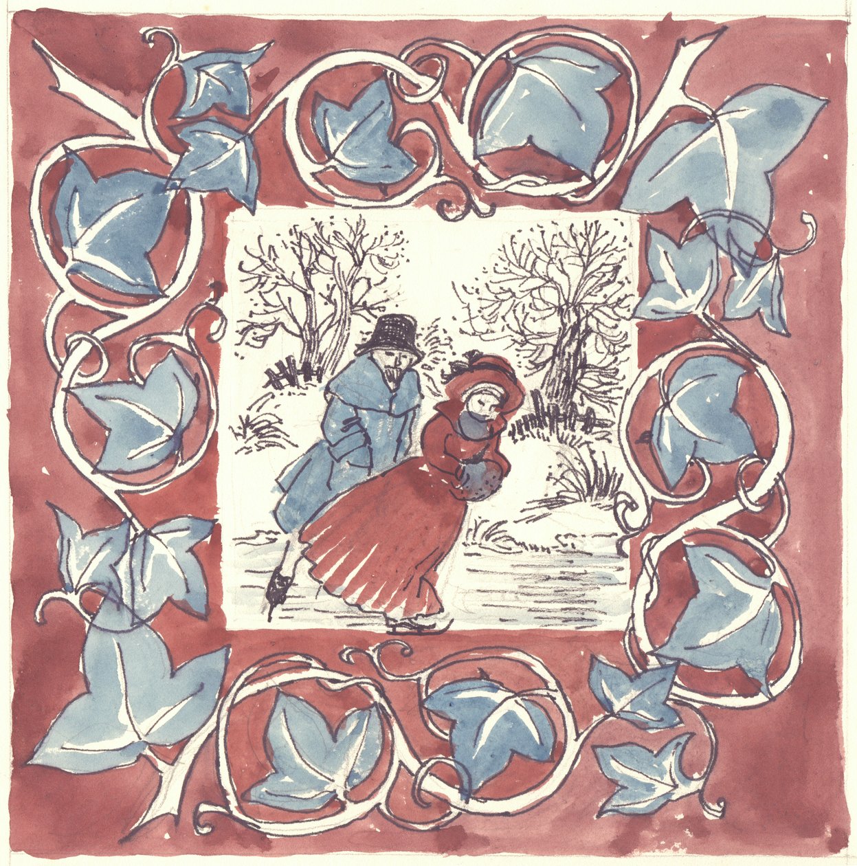 łyżwiarze bożonarodzeniowi, ok. 1970 r. autorstwa Shirley Markham