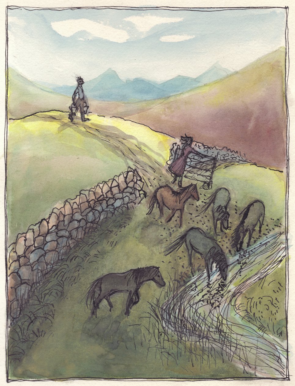 Konie pijące, 1952. autorstwa Shirley Markham