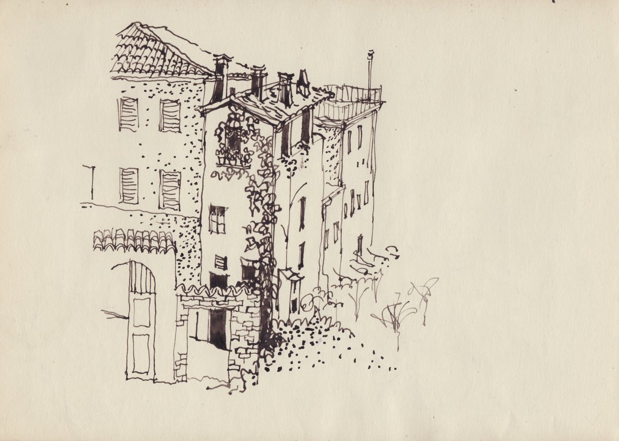 Dom z mansardowym dachem, Włochy, ok. 1950 r. autorstwa Shirley Markham