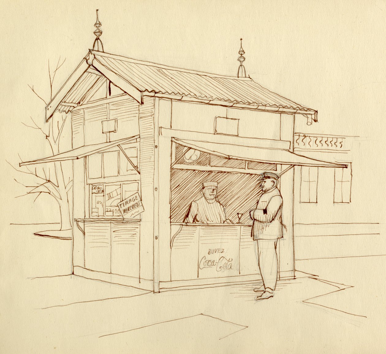 Kiosk z napojami, Paryż, Francja, ok. 1951. autorstwa Shirley Markham