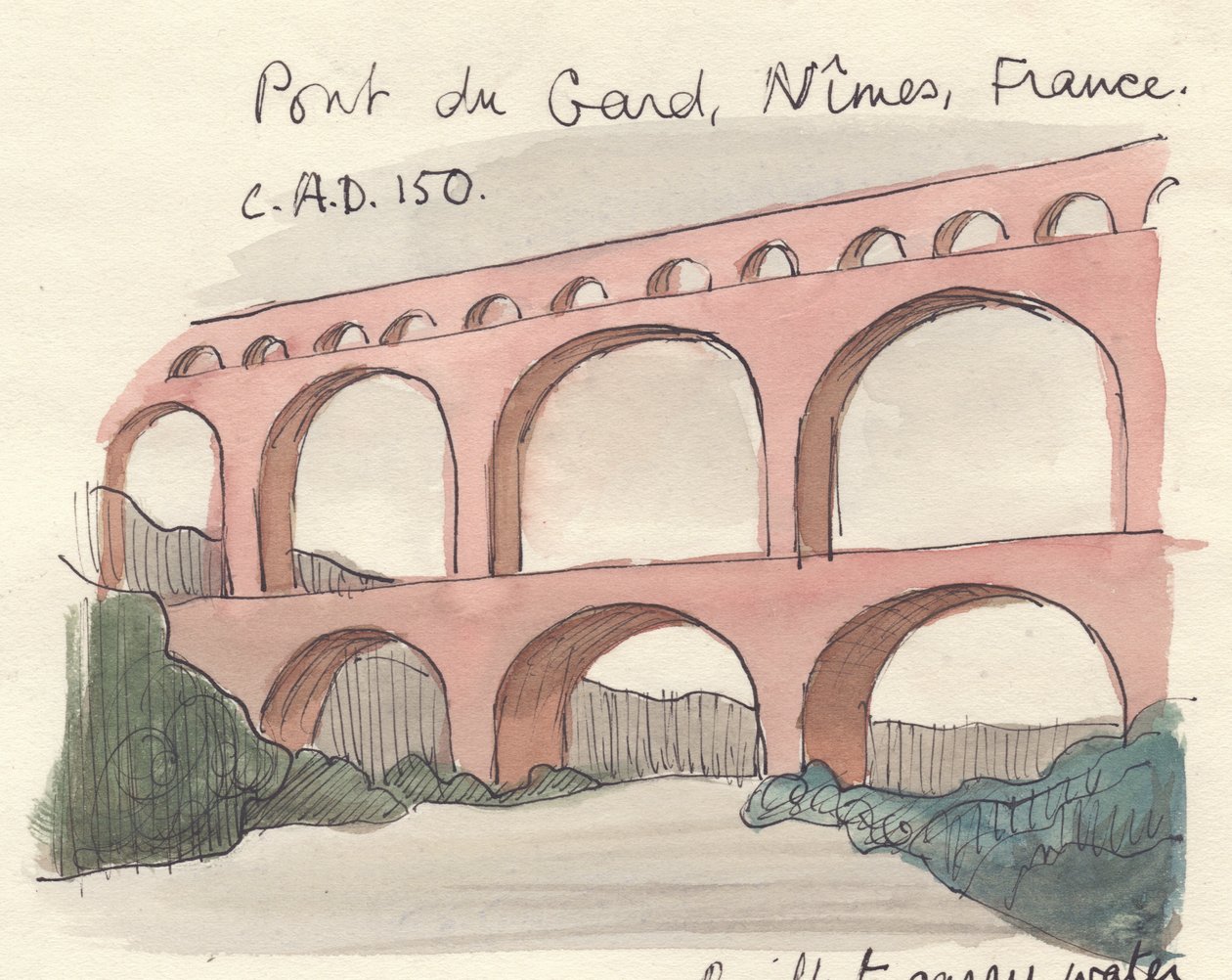 Pont du Gard, 1951. autorstwa Shirley Markham