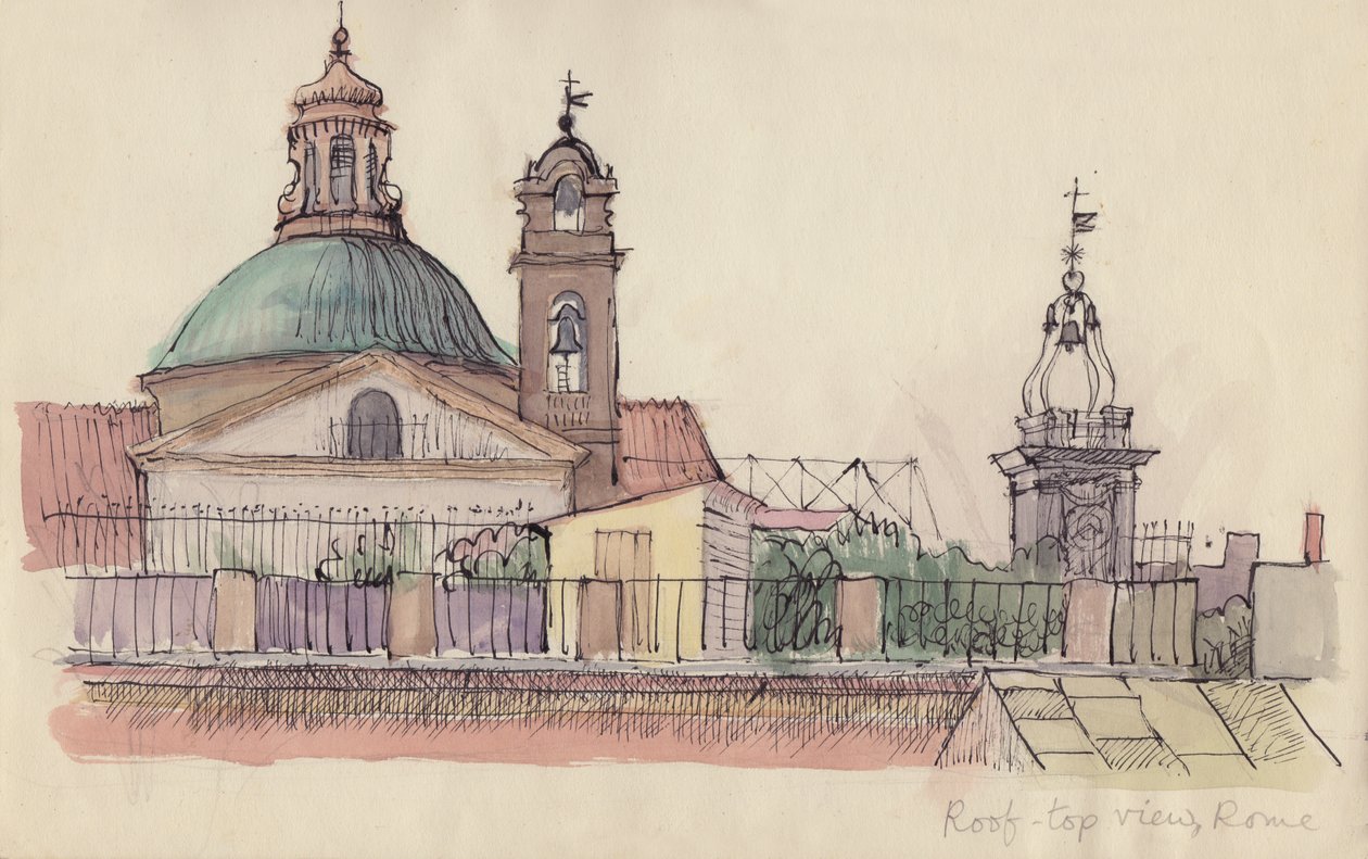 „Widok z dachu, Rzym, ok. 1950 r. autorstwa Shirley Markham