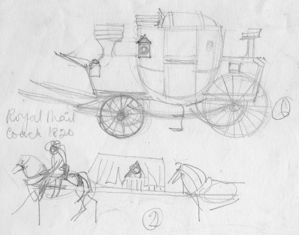 „Autokar Królewskiej Poczty, 1820”, ok. 1950. autorstwa Shirley Markham