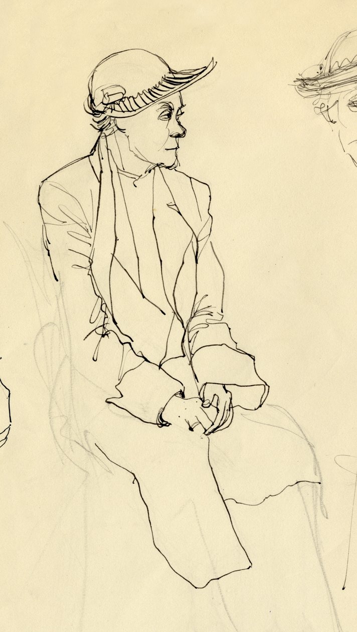 Siedząca kobieta w kapeluszu, 1953. autorstwa Shirley Markham
