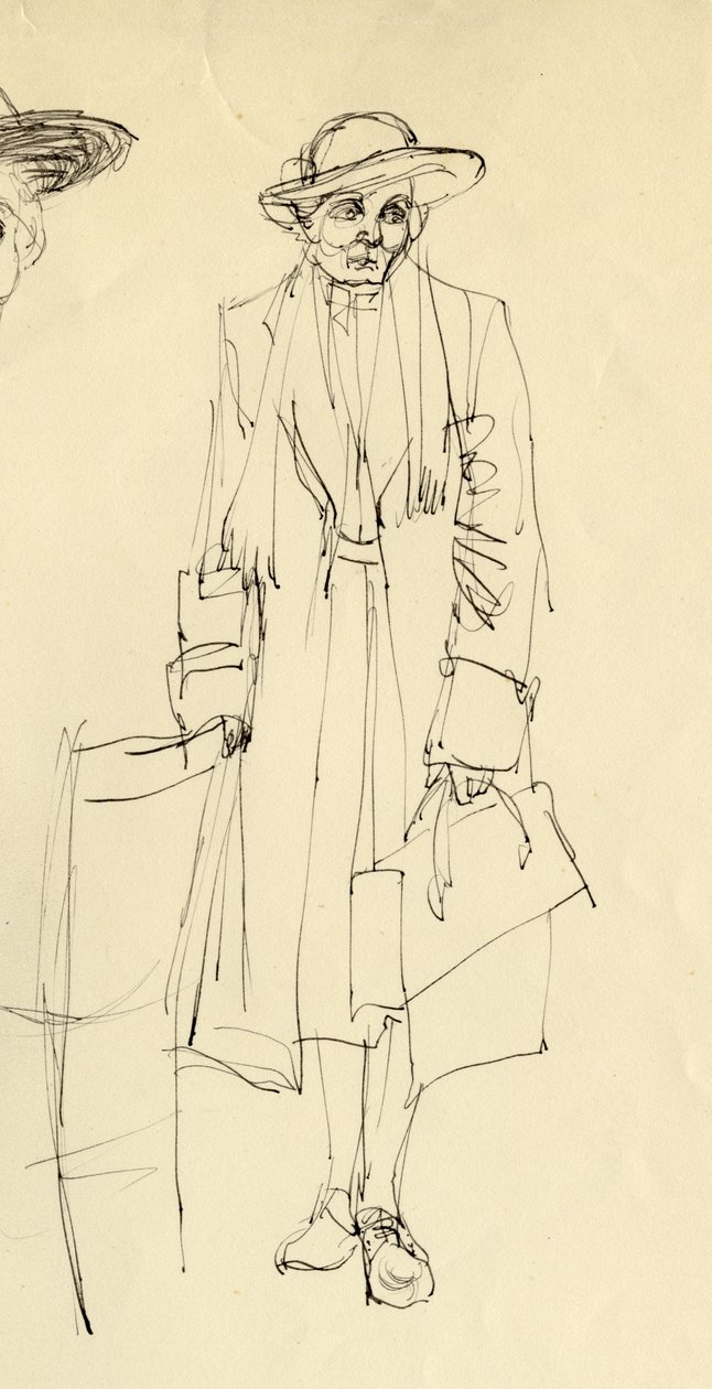 Stojąca kobieta w kapeluszu, 1953. autorstwa Shirley Markham