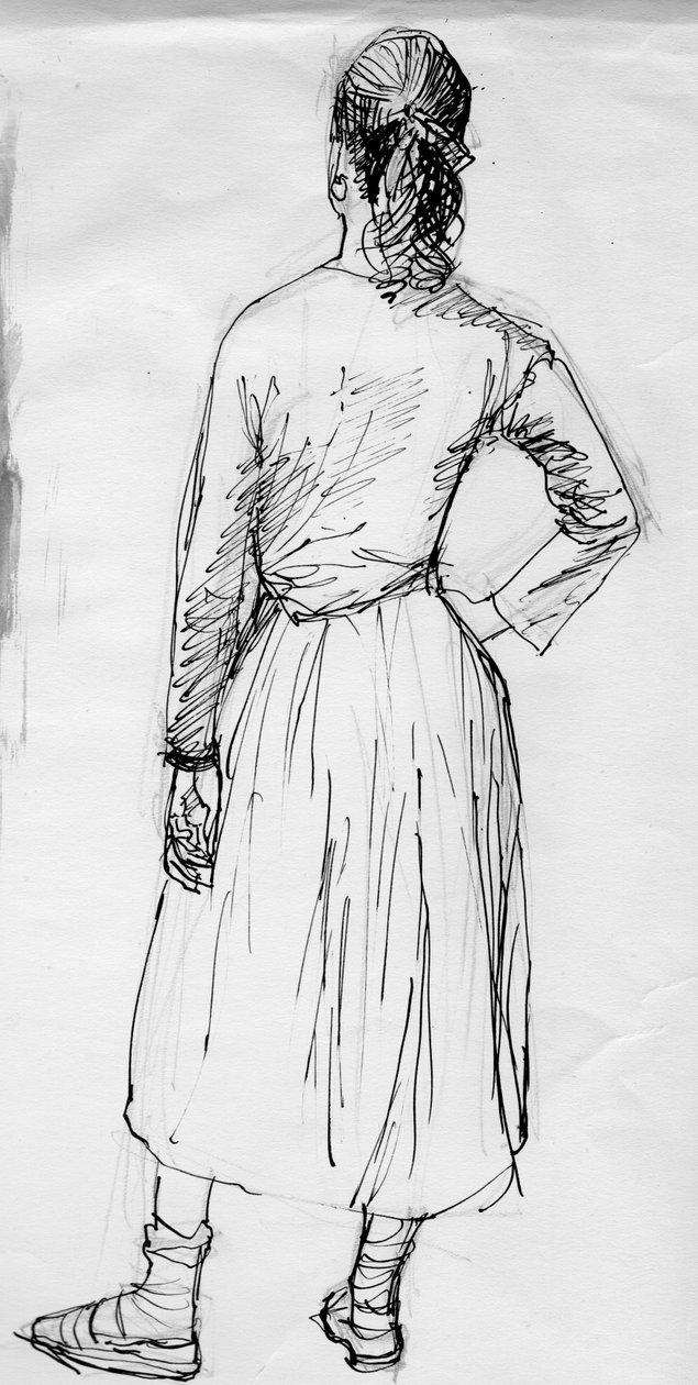 Stojąca kobieta widziana od tyłu, ok. 1950 r. autorstwa Shirley Markham
