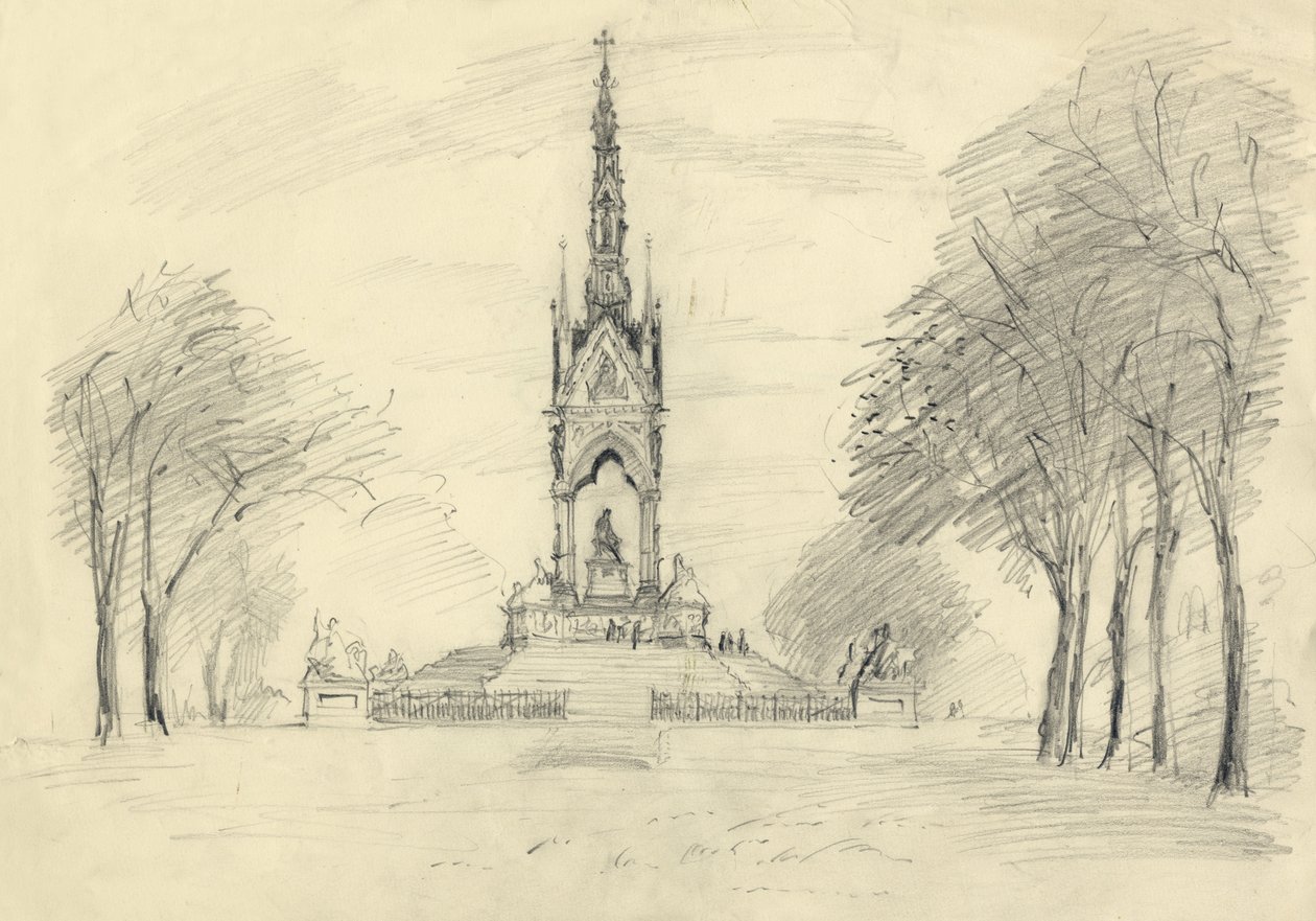 Albert Memorial, Kensington Gardens, Londyn, ok. 1950. autorstwa Shirley Markham