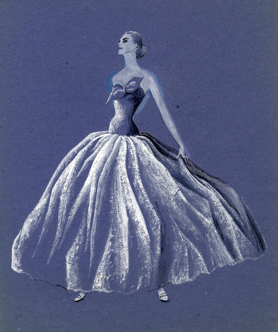 Kobieta w sukni balowej bez ramiączek, ok. 1952 r. autorstwa Shirley Markham
