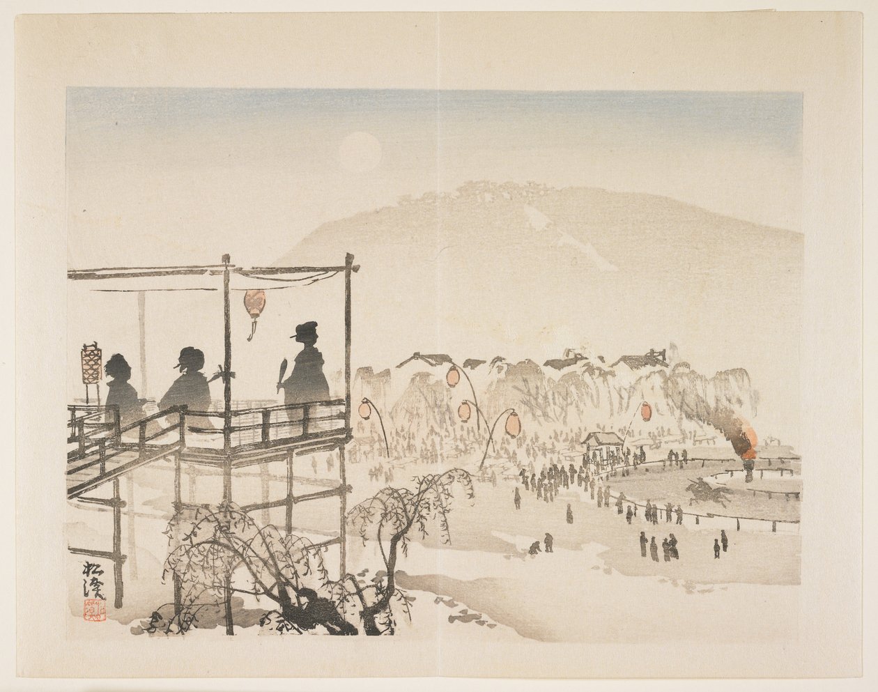 Kawaleria ceremonialna, ok. 1910 (kolorowy drzeworyt) autorstwa Shkei