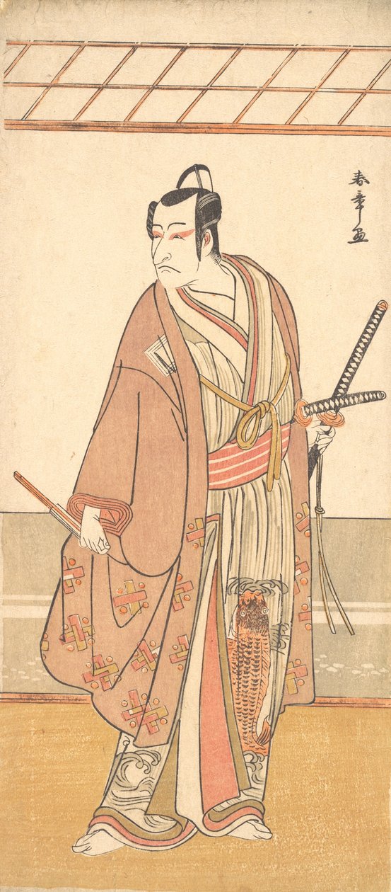 Aktor Ichikawa Danjuro V jako samuraj w fioletowym płaszczu haori, ok. 1930 r. 1778. autorstwa Shunsho