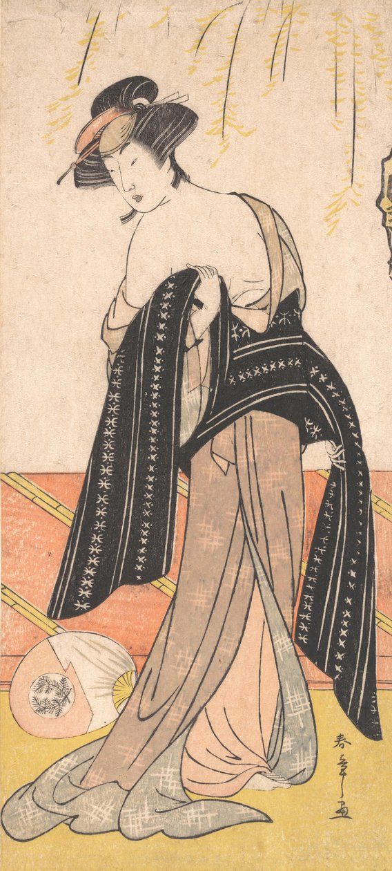 Aktor Nakamura Riko jako Oiran Wiążący Obi, ca. 1779. autorstwa Shunsho