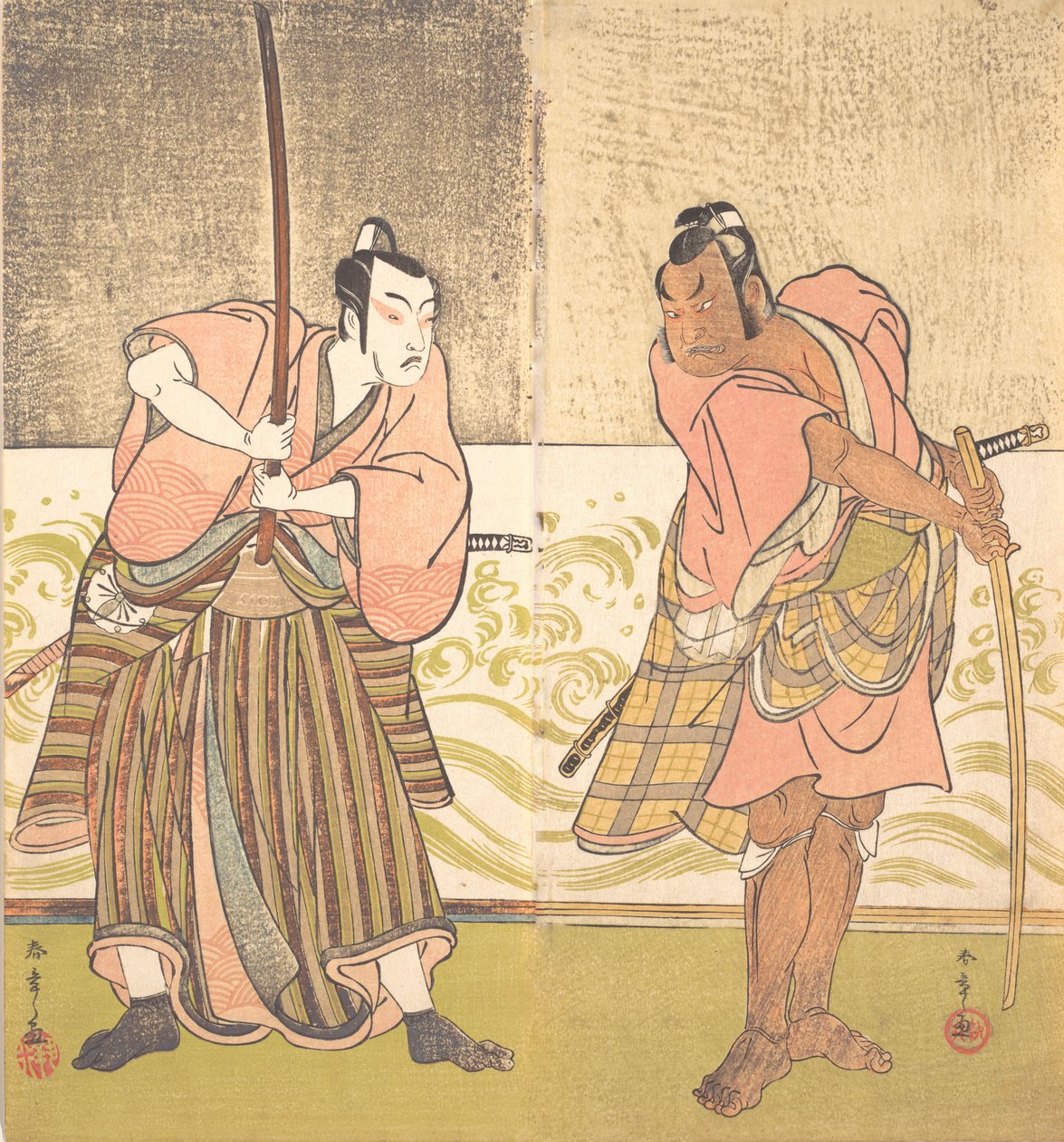 Aktor Sakata Hangoro II i aktor Matsumoto Koshiro IV, koniec XVIII wieku. autorstwa Shunsho