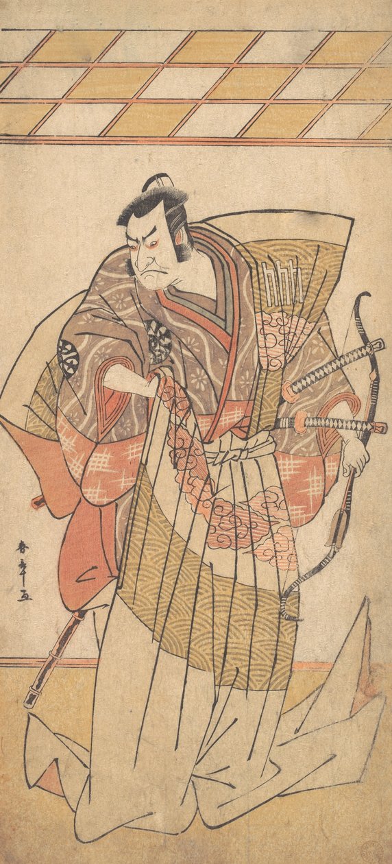 Pierwszy Nakamura Nakazo jako człowiek wysokiej rangi ubrany w Naga-Bakama 1781. autorstwa Shunsho