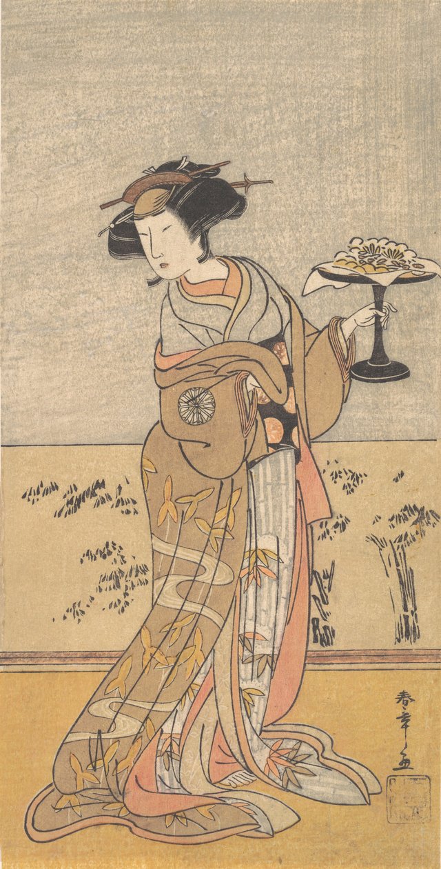Pierwszy Nakamura Tomijuro w roli Shigenoi, 10 miesiąc, 1777. autorstwa Shunsho