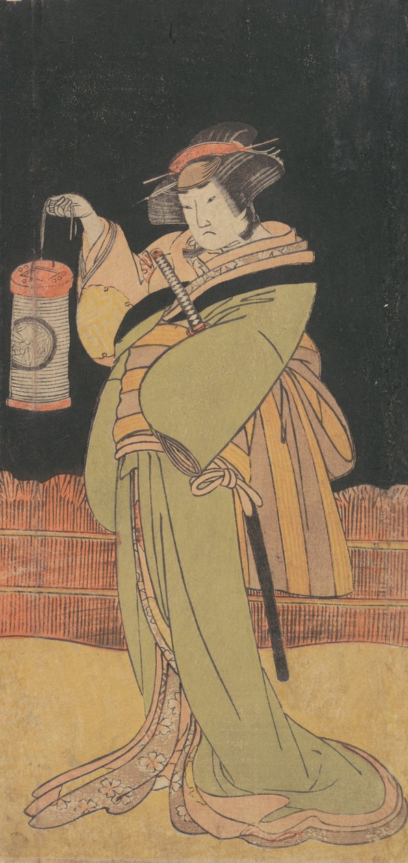 Druga Yamashita Kinsaku jako kobieta stojąca w nocy, ca. 1779. autorstwa Shunsho