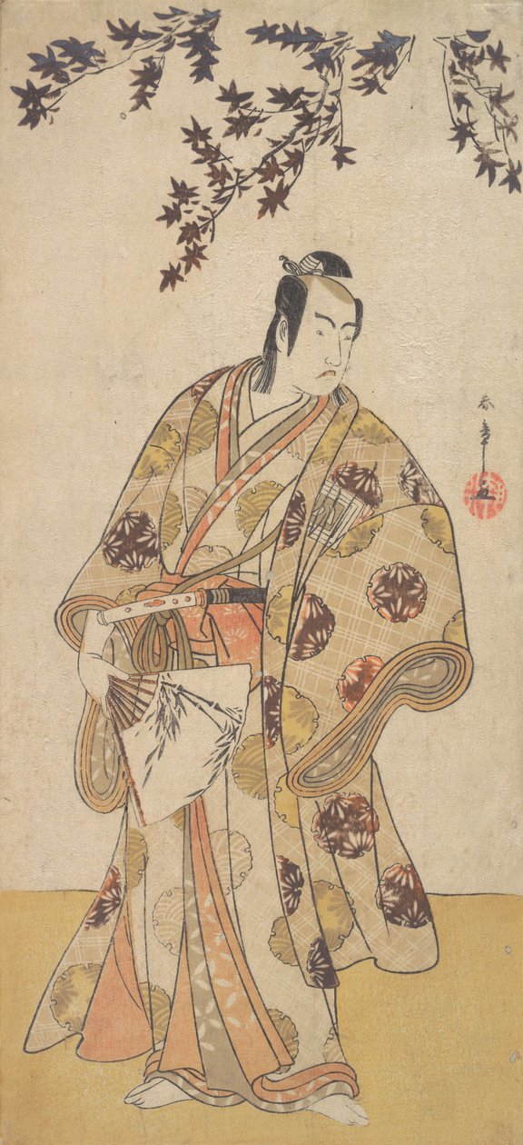 Trzeci Ichikawa Yaozo jako Daimyo stojący pod klonem, ca. 1783. autorstwa Shunsho