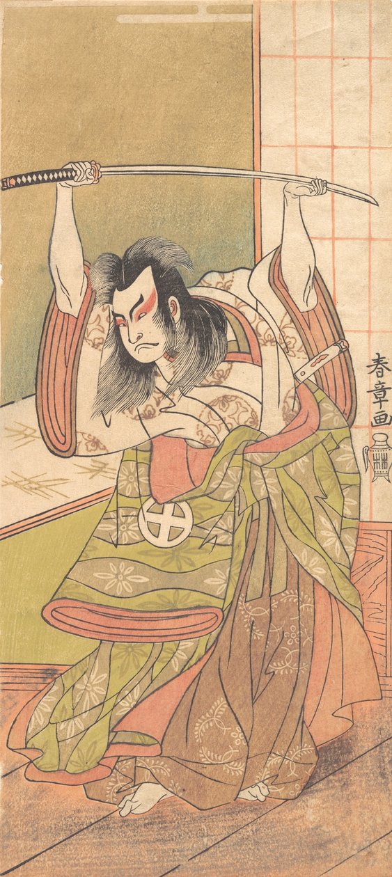 Trzeci Otani Hiroji jako Daimyo stojący na Engawie, ca. 1771. autorstwa Shunsho