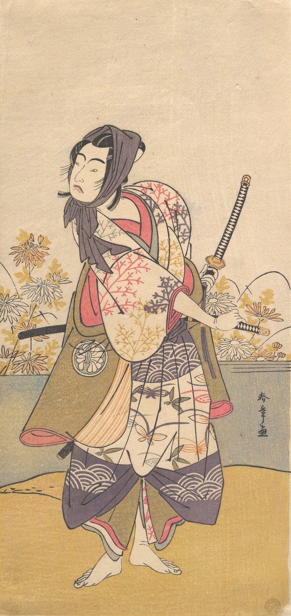 Trzeci Segawa Kikunojo w roli Soga no Goro Tokimune, 2. miesiąc 1785. autorstwa Shunsho