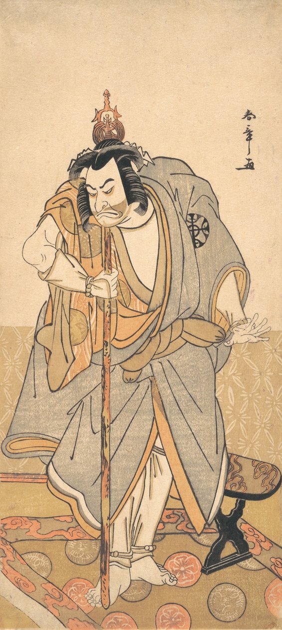 Herbata Ac i r Nakamura Nakazo jako pielgrzym Roku Jurokubu i Buddy St Tempe, co? 1780. autorstwa Shunsho