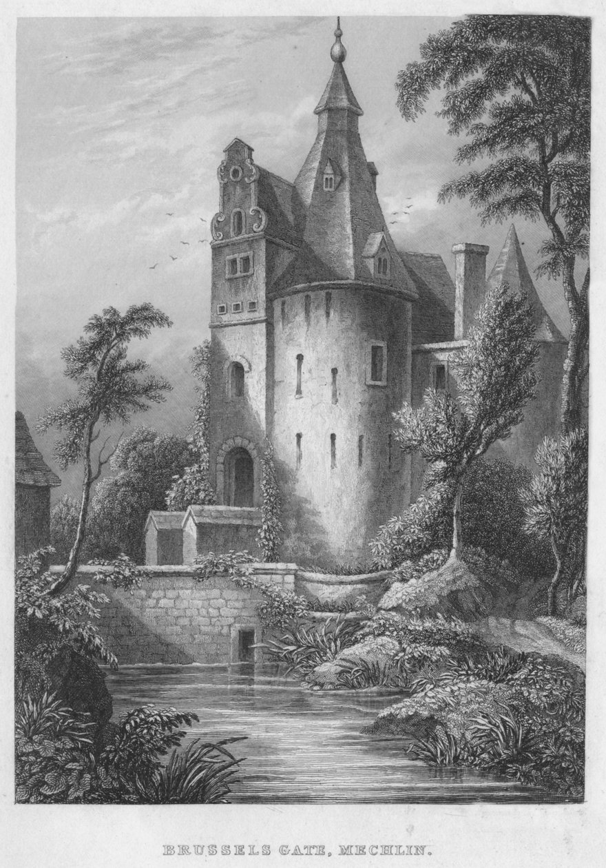 Brama Brukselska, Mechlen, 1850 autorstwa Shury and Son