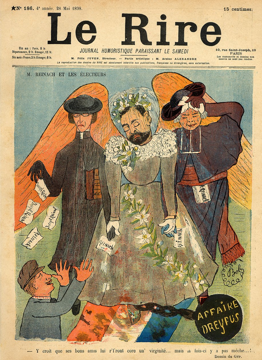 Karykatura Josepha Reinacha, z okładki „Le Rire”, 28 maja 1898 (kolor lito) autorstwa Sibylle Gabrielle de Riquetti de Mirabeau