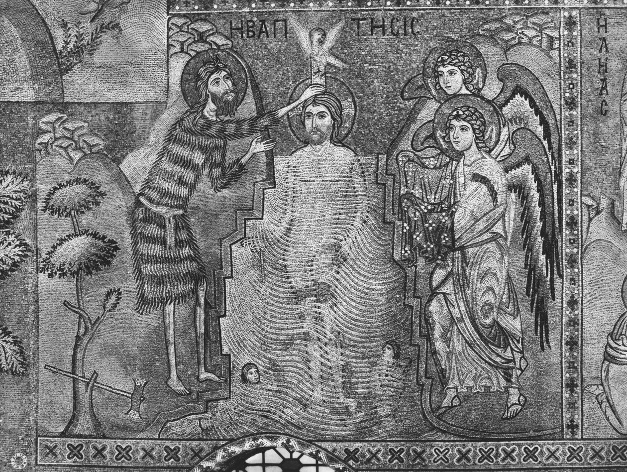 Chrzest Chrystusa św. Jana Chrzciciela (mozaika) autorstwa Sicilian School
