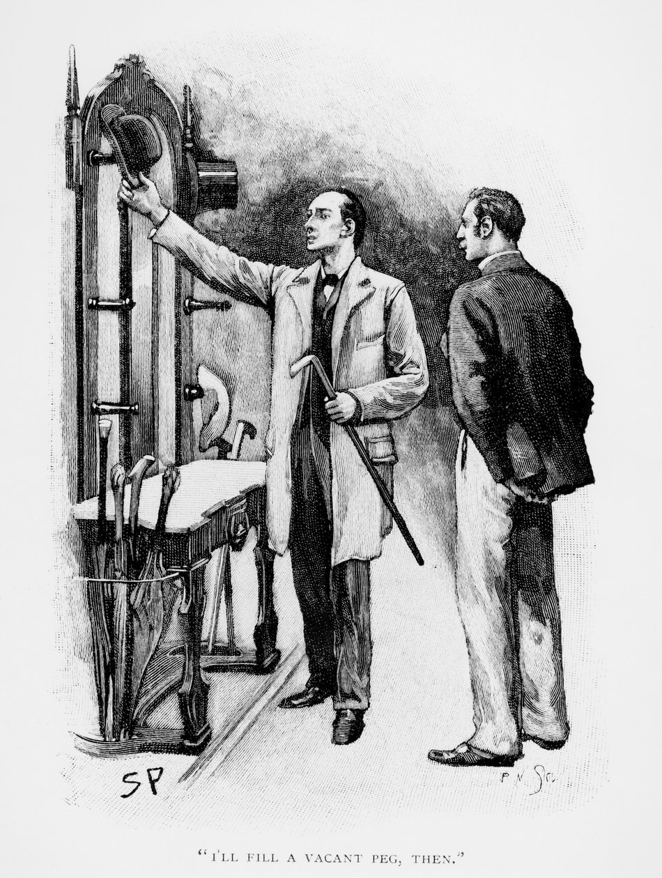 „W takim razie zapełnię wolny kołek”, ilustracja do „The Crooked Man” Arthura Conan Doyle’a (1859-1930), opublikowana w „Strand Magazine”, lipiec 1893 autorstwa Sidney Paget