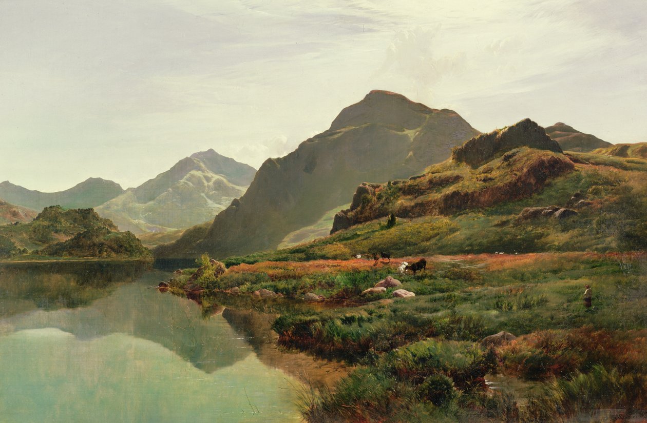Scena z górskiego jeziora autorstwa Sidney Richard Percy