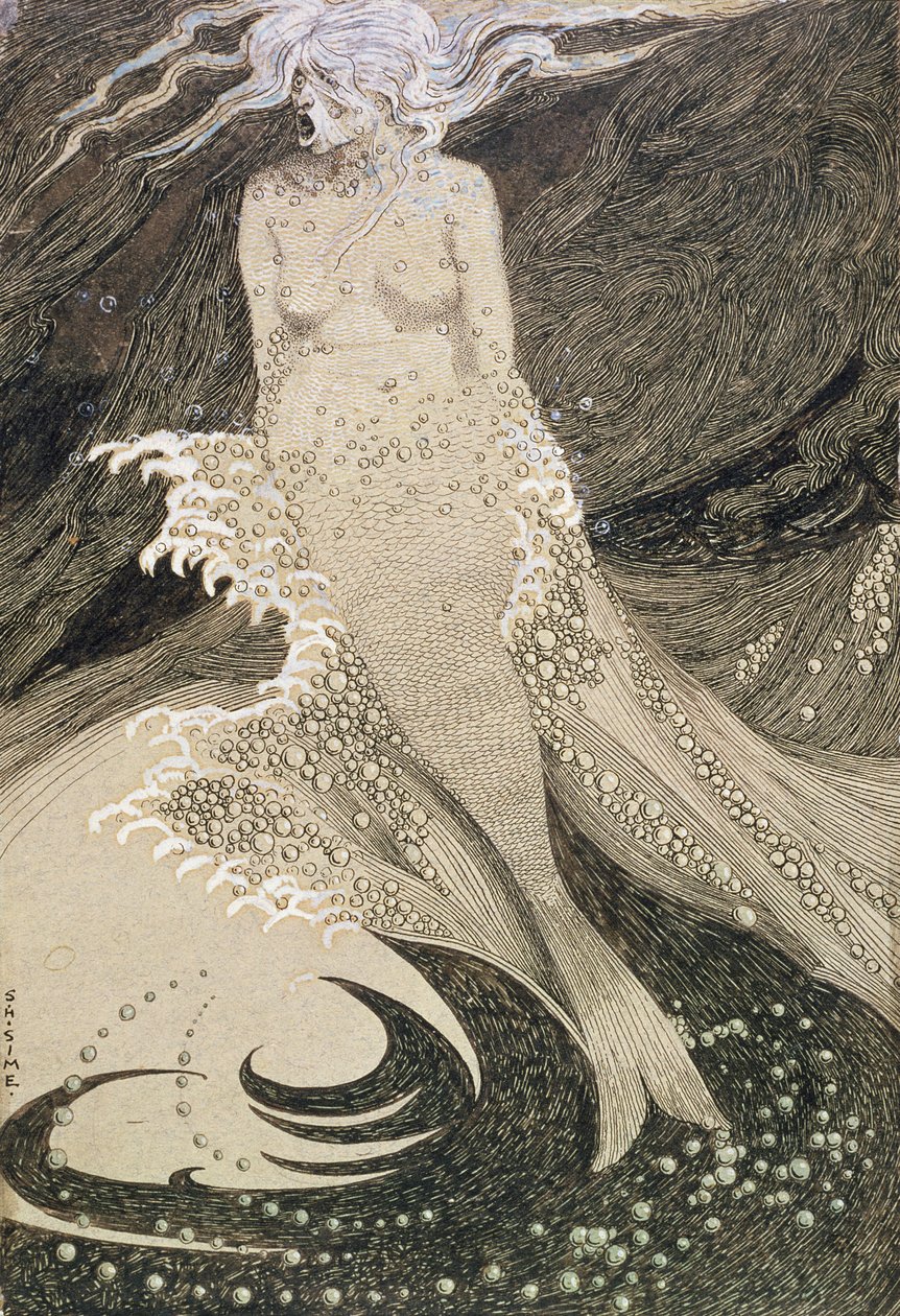 No.2490 Syrenka (pióro i tusz indyjski z wc na papierze) autorstwa Sidney Herbert Sime