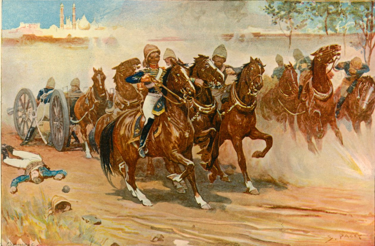 Porucznik Roberts ratuje swoją baterię pod murami Delhi, 1901. autorstwa Sidney Paget