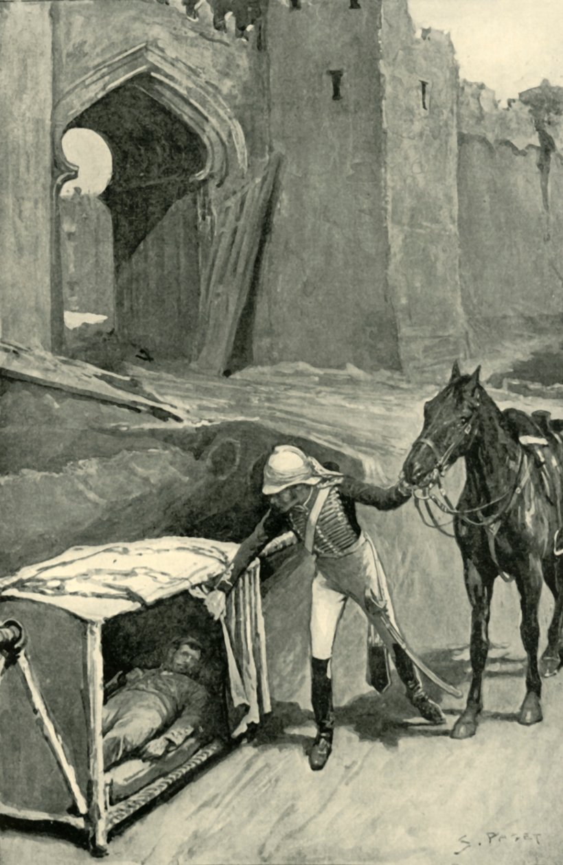 Roberts odnajduje Nicholsona śmiertelnie rannego pod murami Delhi, 1901. autorstwa Sidney Paget