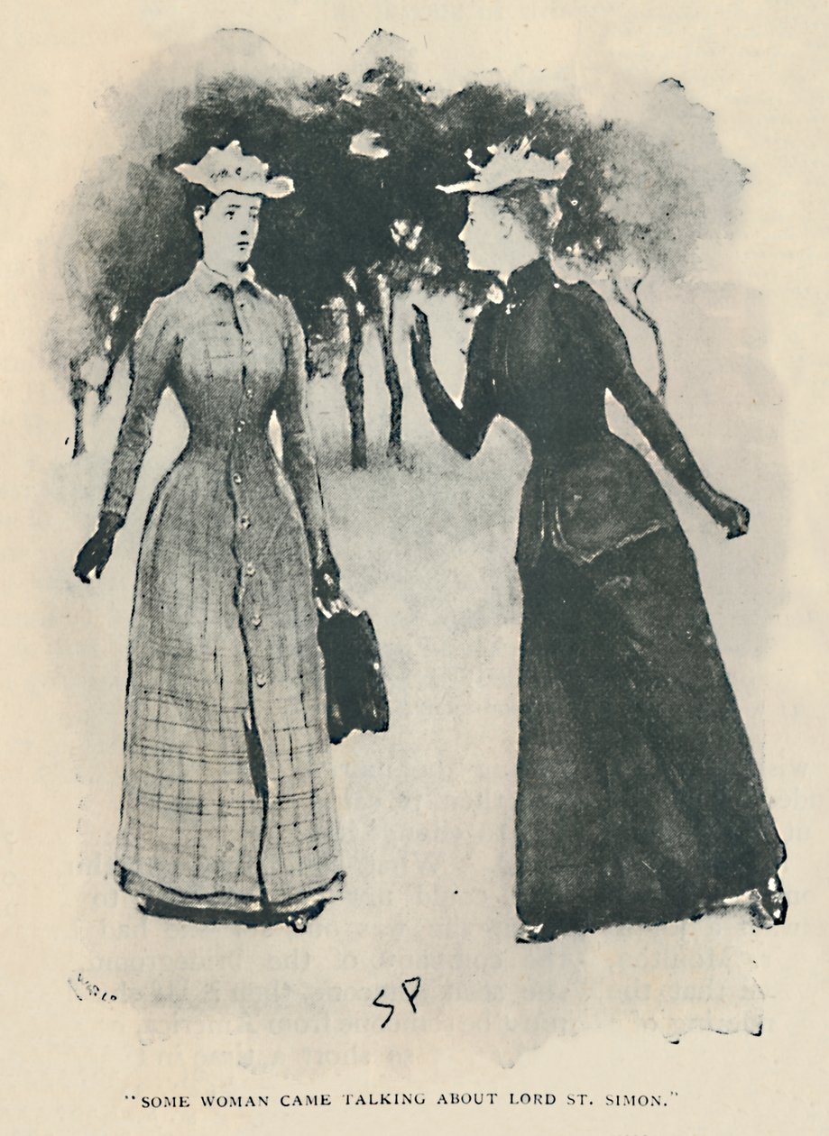 Przyszła jakaś kobieta, aby porozmawiać o lordzie św. Szymonie, 1892 r. autorstwa Sidney Paget
