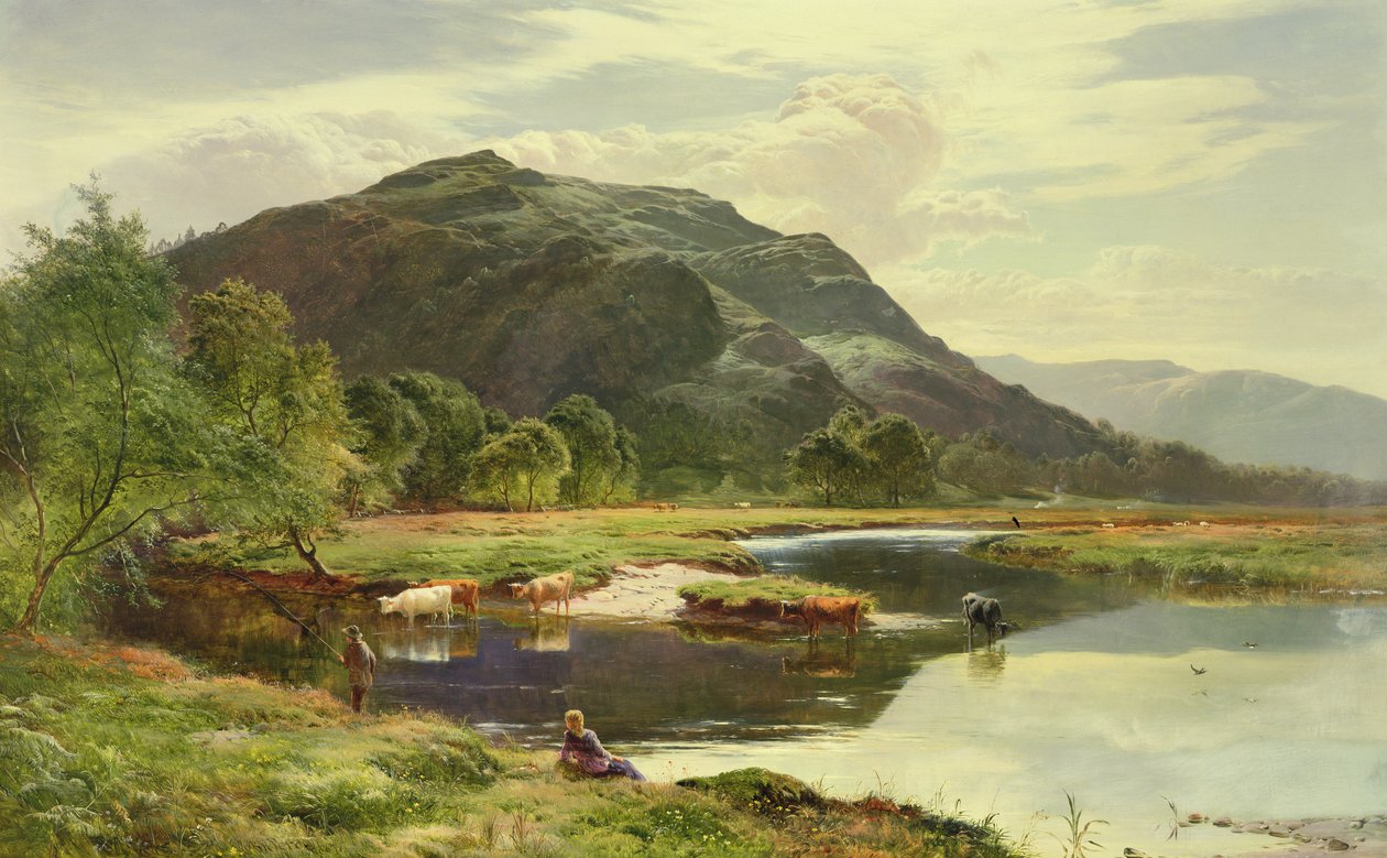 Scena z górskiego jeziora autorstwa Sidney Richard Percy