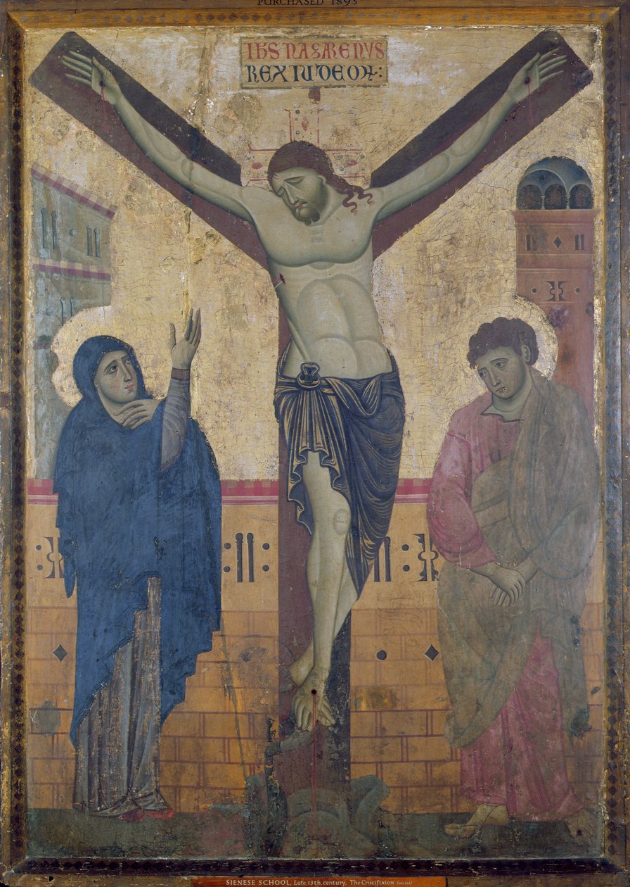 Ukrzyżowanie, ok. 1285 (tempera ze złotem na panelu) autorstwa Sienese School