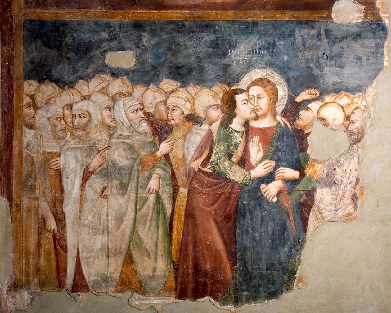 Pocałunek Judasza Fresco ze szkoły sieneńskiej. 14 wiek. Kościół Superior. Klasztor św Benedeta (Sacro Speco), Subiaco (Rzym), Włochy autorstwa Sienese School
