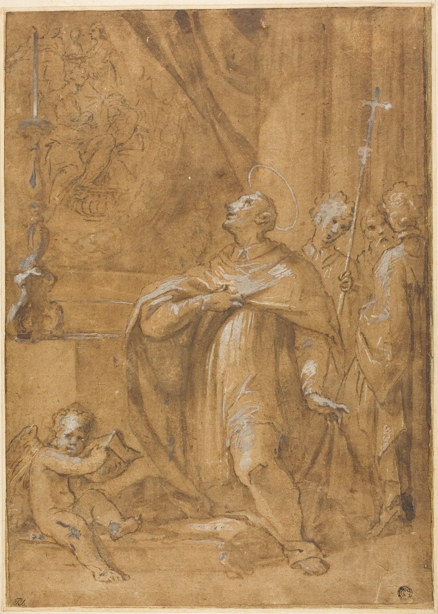 San Carlo Borromeo adorujący obraz Narodzenia NMP autorstwa Sigismondo Caula