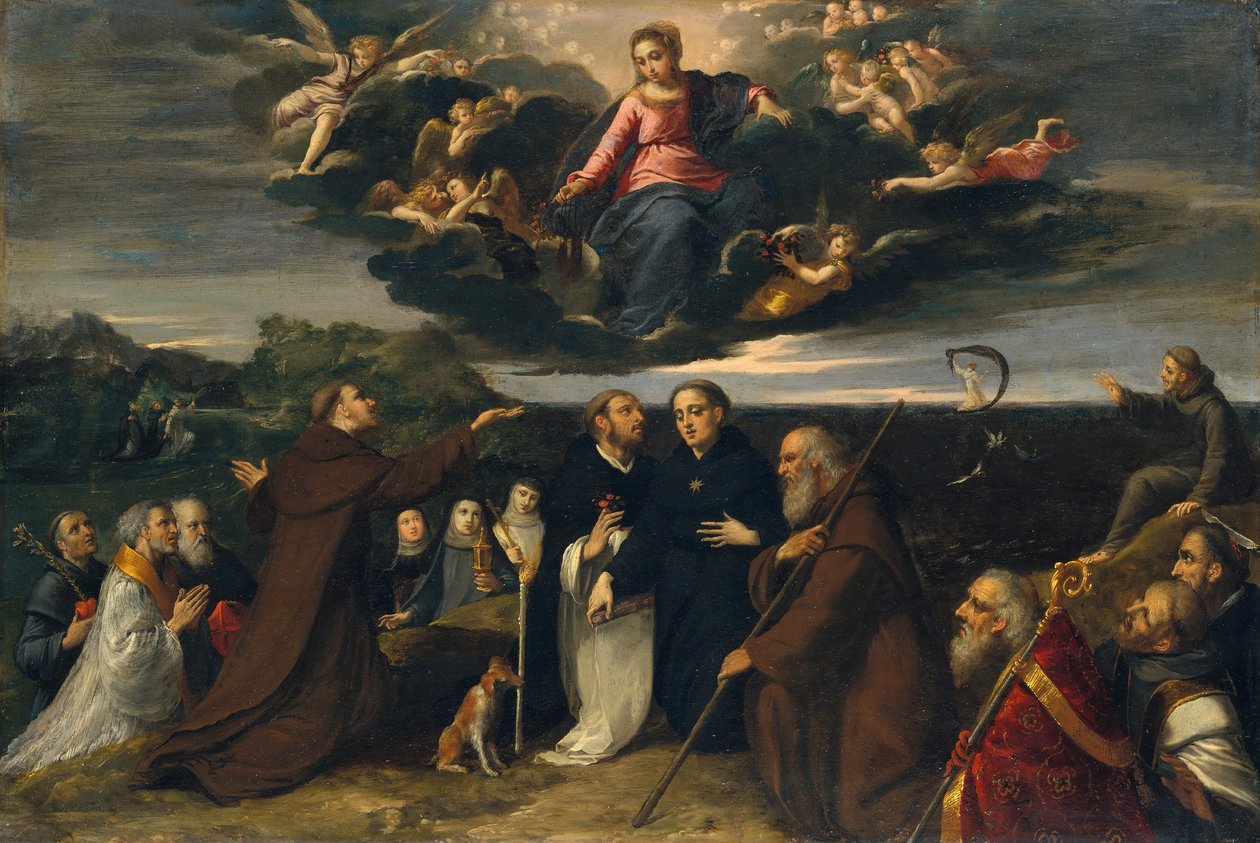 Dziewica adorowana przez świętych, ca. 1609. autorstwa Sigismondo Scarsellino
