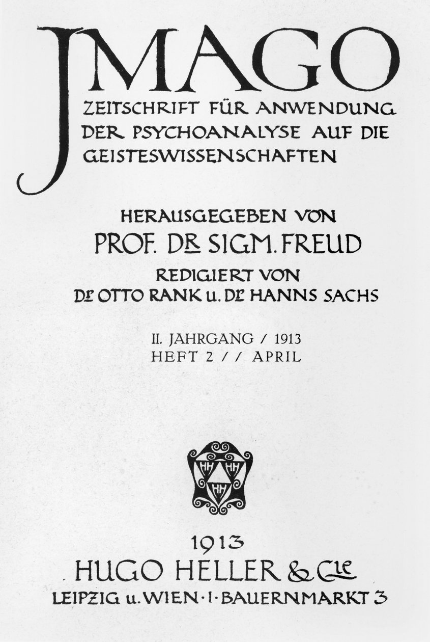 Okładka pisma „Imago”, wydanego przez Hugo Hellera, Lipsk i Wiedeń, kwiecień 1913 autorstwa Sigmund Freud