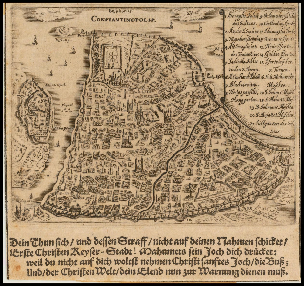 Mapa Konstantynopola z 1668 roku autorstwa Sigmunda von Birkena autorstwa Sigmund von Birken