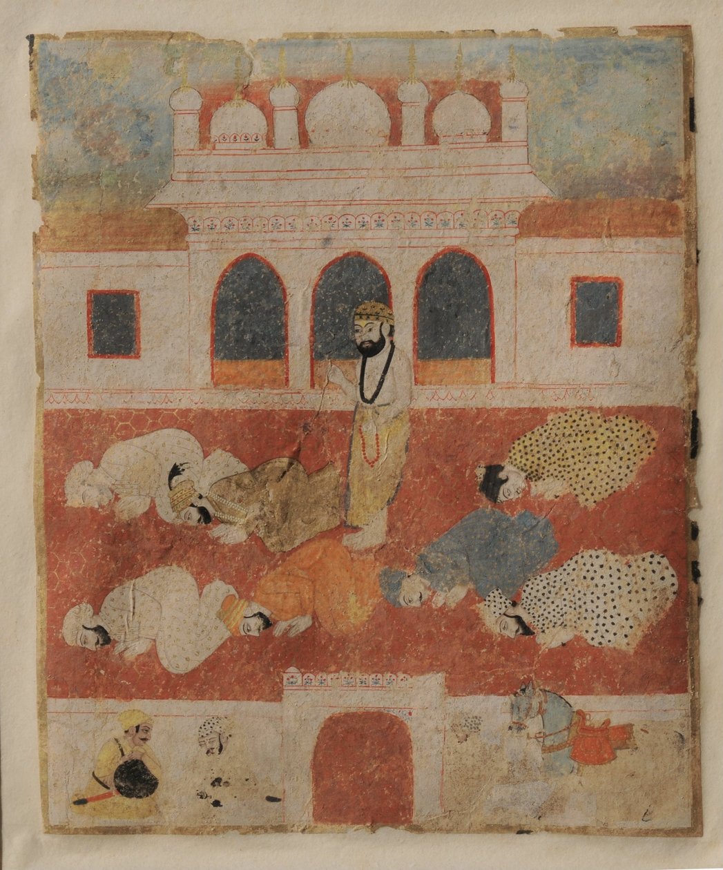Guru Nanak Dev ji stojący pośród wielbicieli autorstwa Sikh School