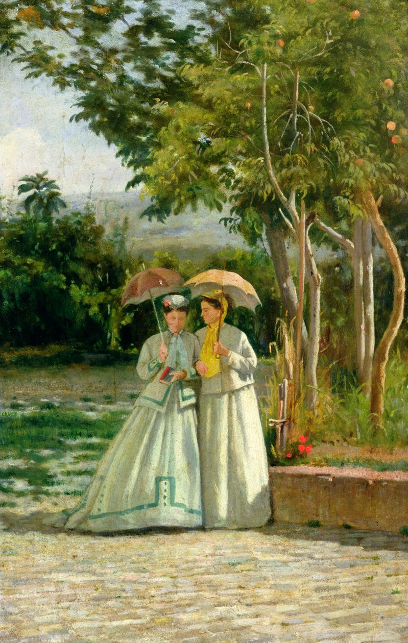 Promenada w ogrodzie autorstwa Silvestro Lega