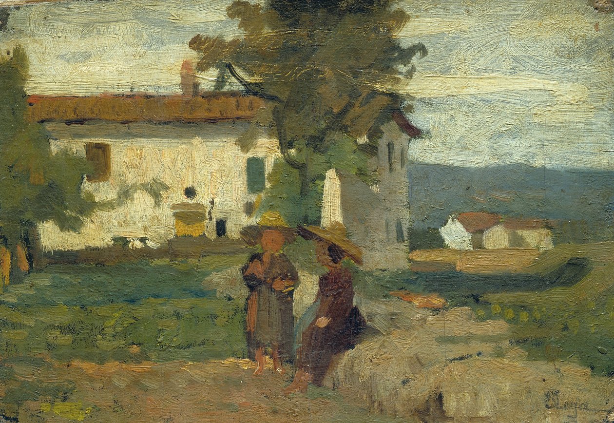 Rolnicy w słońcu, ok. 1863 (olej na płótnie na tekturze) autorstwa Silvestro Lega