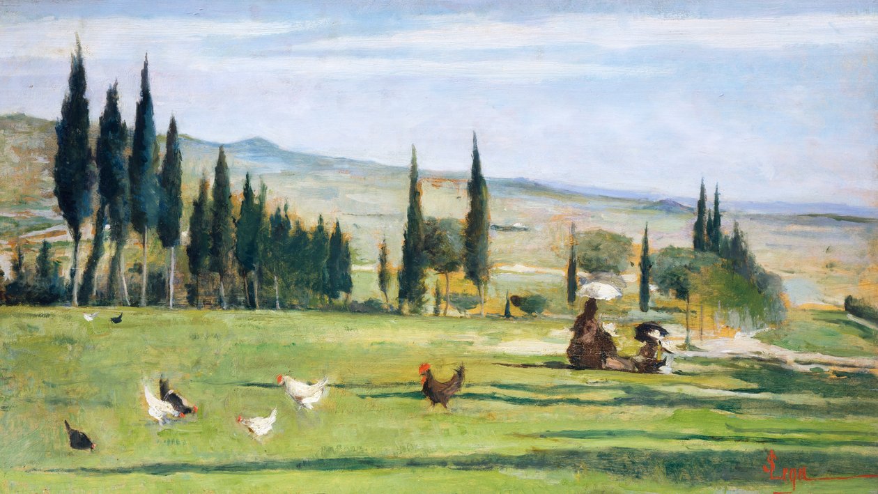 Pejzaż Gabbro, Silvestro Lega (1826-1895), olej na płótnie, 34,5x61 cm. autorstwa Silvestro Lega