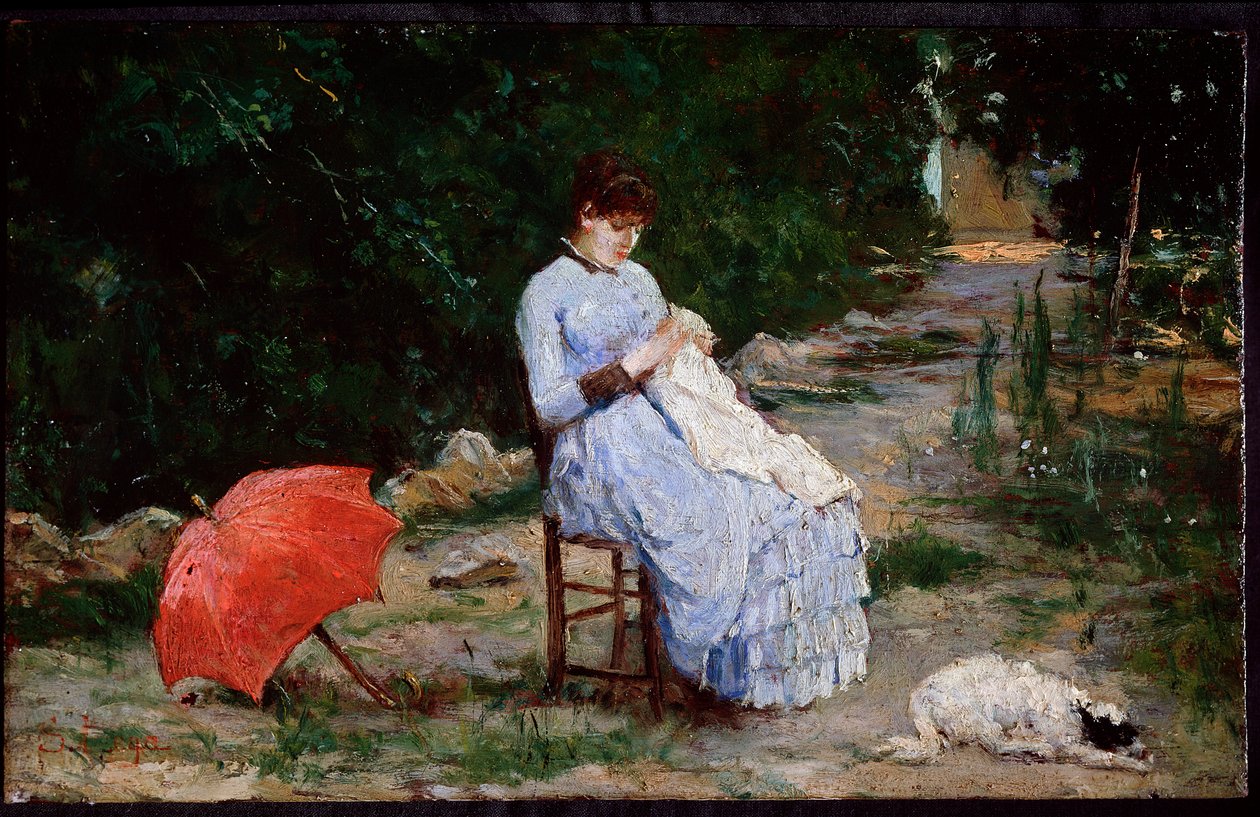 W ogrodzie - olej na płótnie autorstwa Silvestro Lega