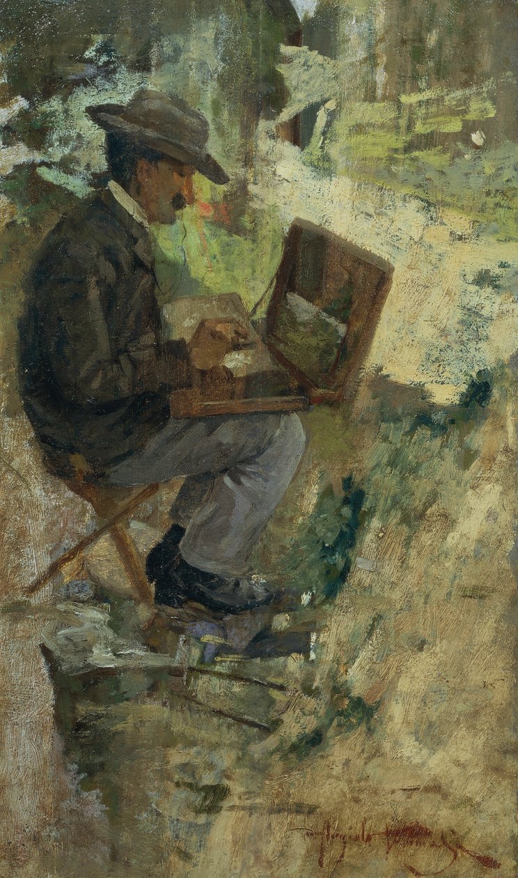 Portret Silvestro Lega obraz Angiolo Tommasi (1858-1923), olej na desce autorstwa Silvestro Lega