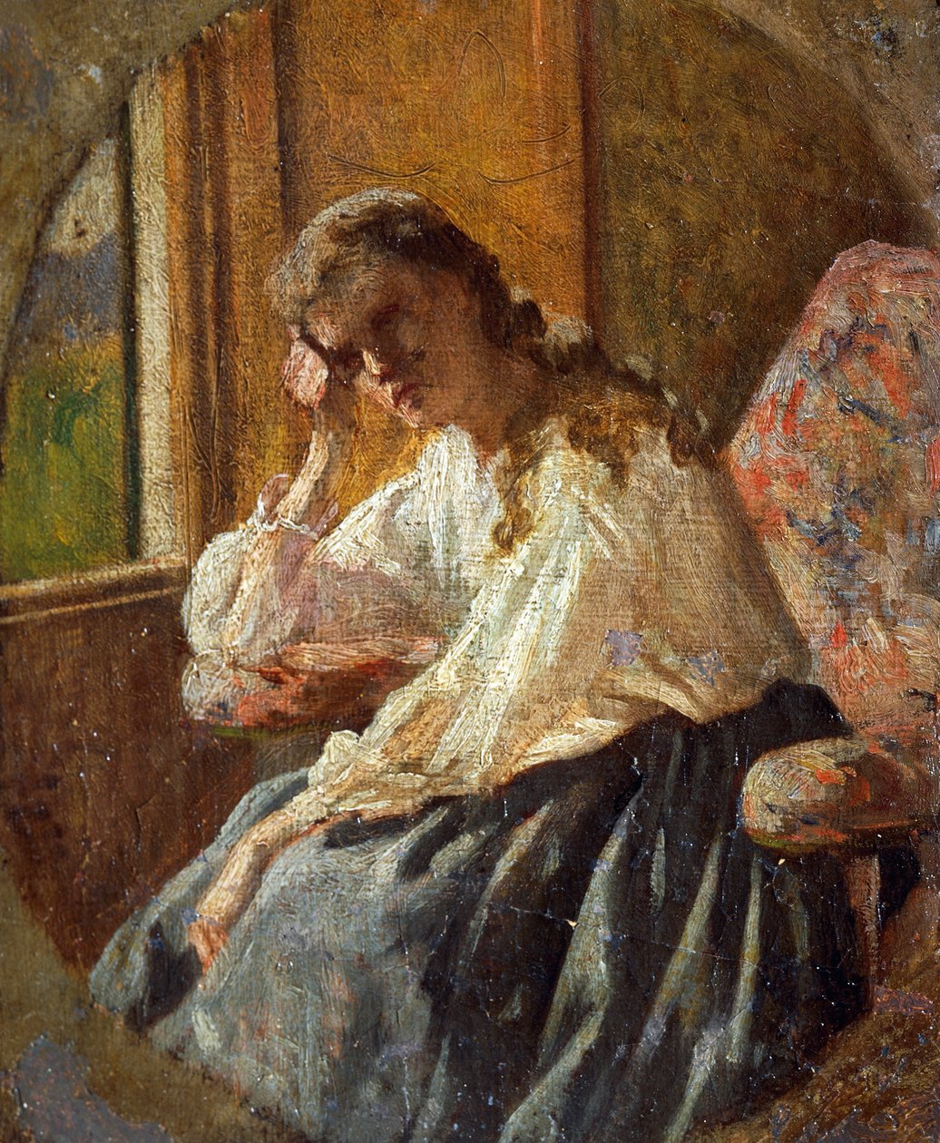 Studium postaci kobiecej, Silvestro Lega (1826-1895), Fragment tryptyku autorstwa Silvestro Lega